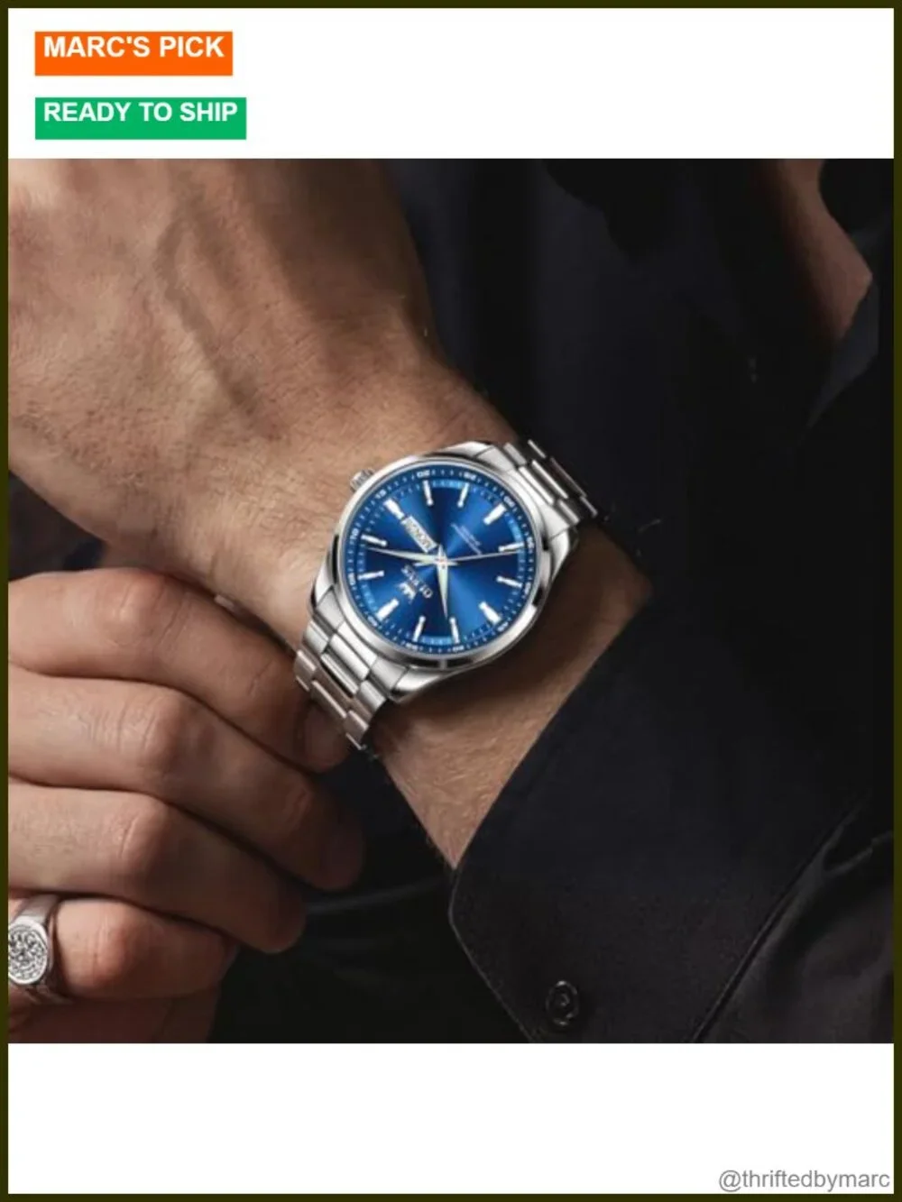 Waterproof Stainless Steel Quartz Watch with Date